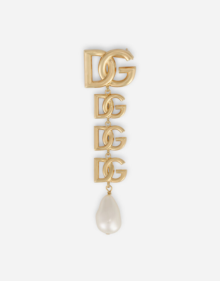 Dolce & Gabbana Broche avec multiples logos DG et perle Doré WPN6P5W1111