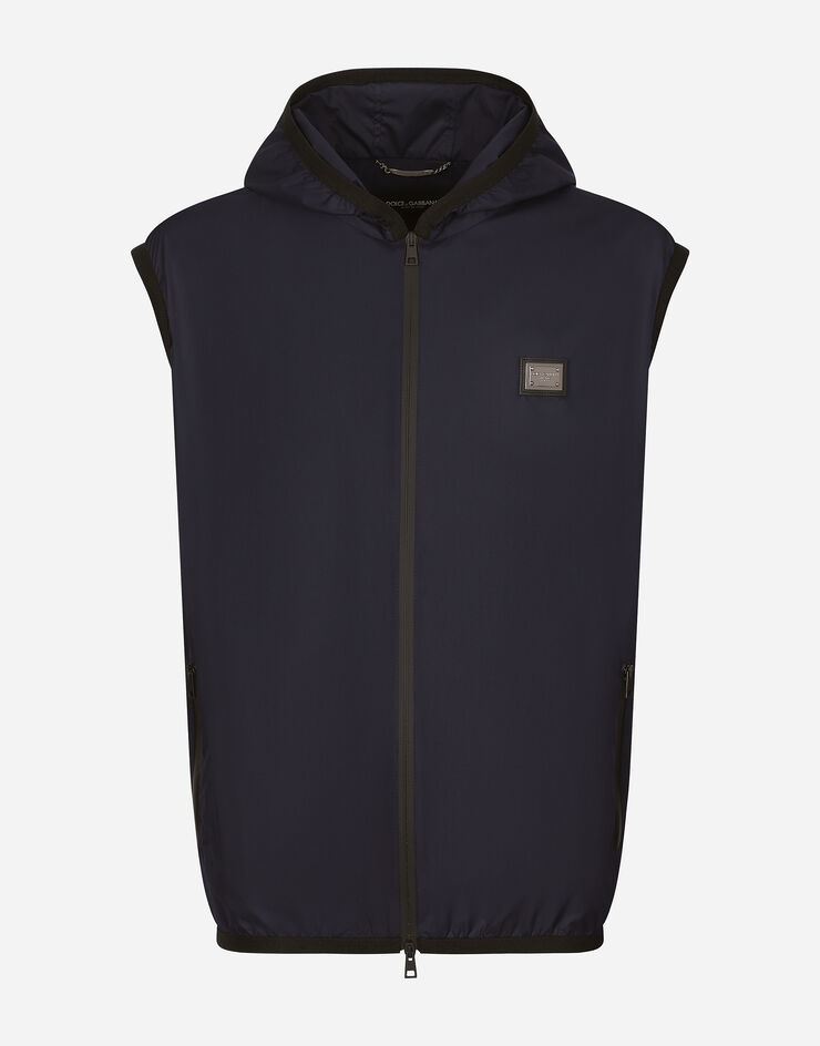 Hooded sports vest in Blue for Men | Dolce&Gabbana®