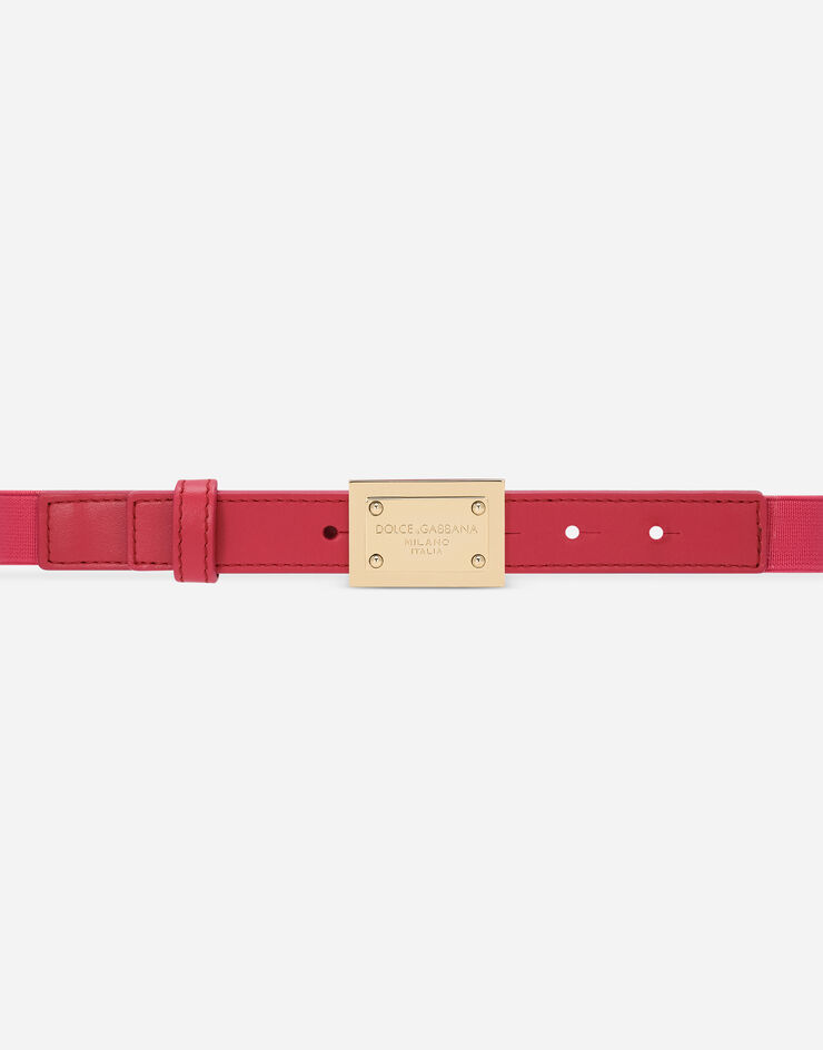 Dolce&Gabbana Ceinture élastique avec plaquette à logo Fuchsia EE0064AE271