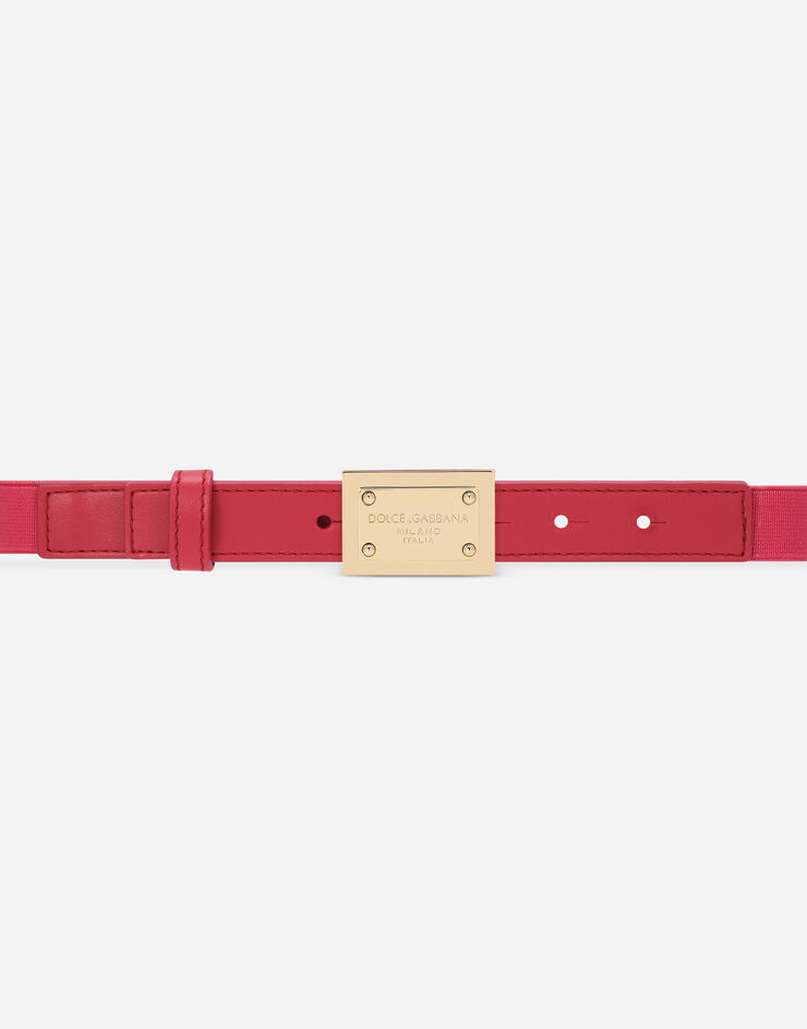 Dolce&Gabbana Stretch belt with logo tag Fuchsia EE0064AE271