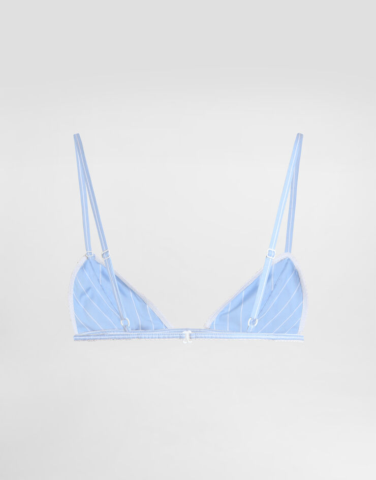 Dolce & Gabbana Striped poplin bra with embroidery Multicolor O1E67TON0HA