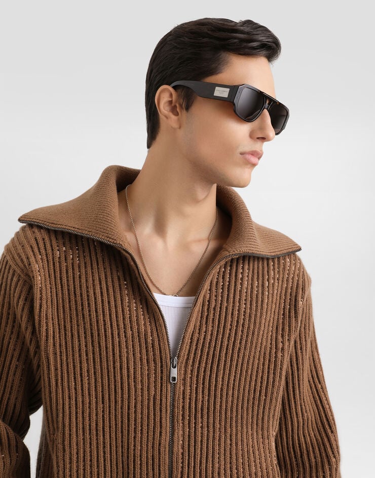 Dolce & Gabbana Sequined wool cardigan Dolce & Gabbana Sequined wool cardigan Brown GXVFYZJDVFP