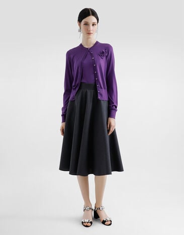 Dolce & Gabbana Silk round-neck cardigan Purple FXV07ZJBSKY