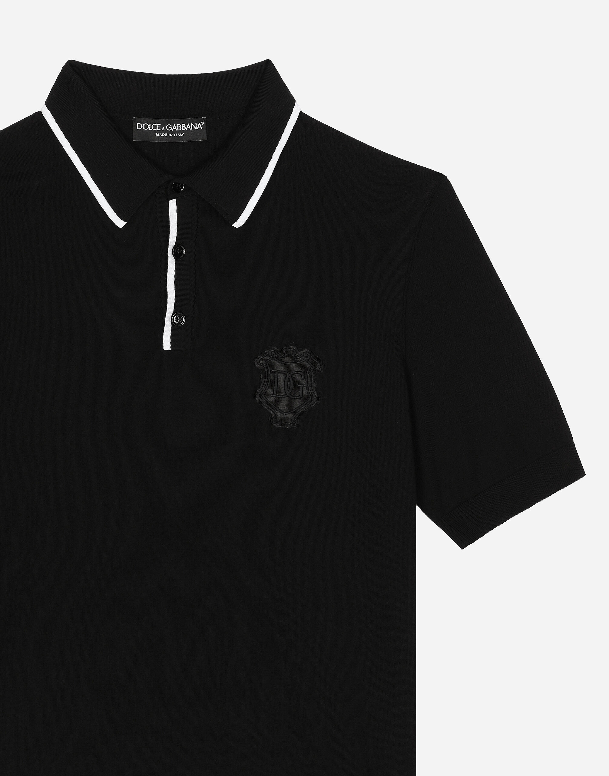 Black cotton polo shirt clearance