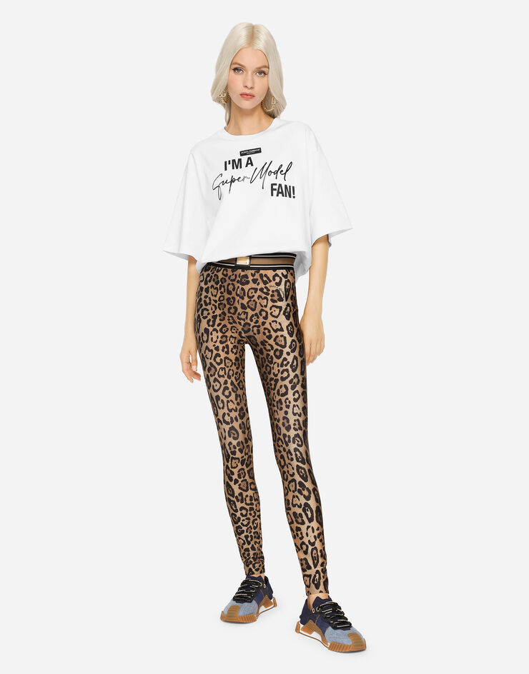Leopard-print spandex/jersey leggings in Multicolor for