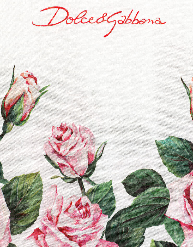 Dolce & Gabbana Jersey T-shirt with rose print Print L2JTITII7GI