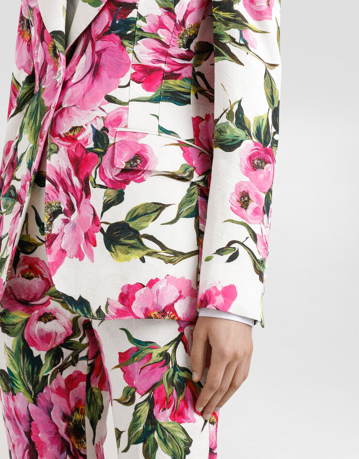 Dolce & Gabbana جاكيت تورلينغتون من جاكار قطني بطبعة زهرة الفاوانيا مطبعة F29UCTFSFN9