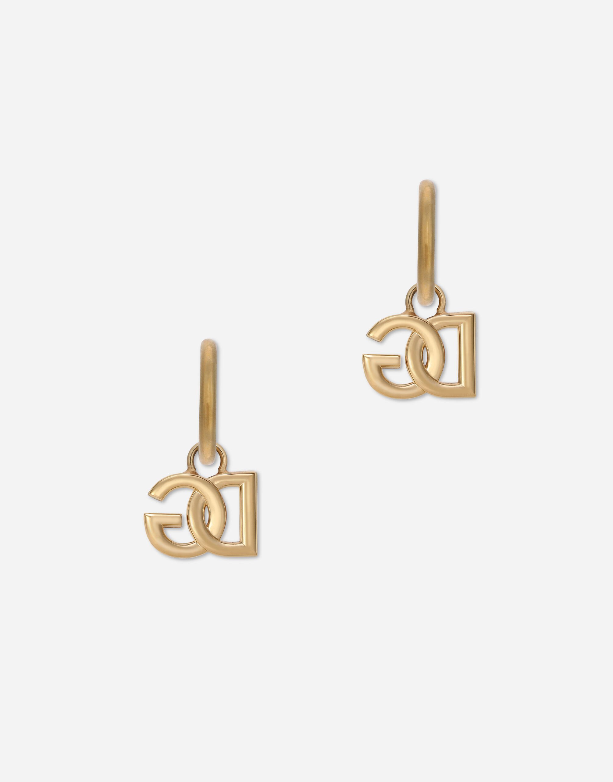 Hoop earrings with DG logo pendants in Gold for Men Dolce Gabbana