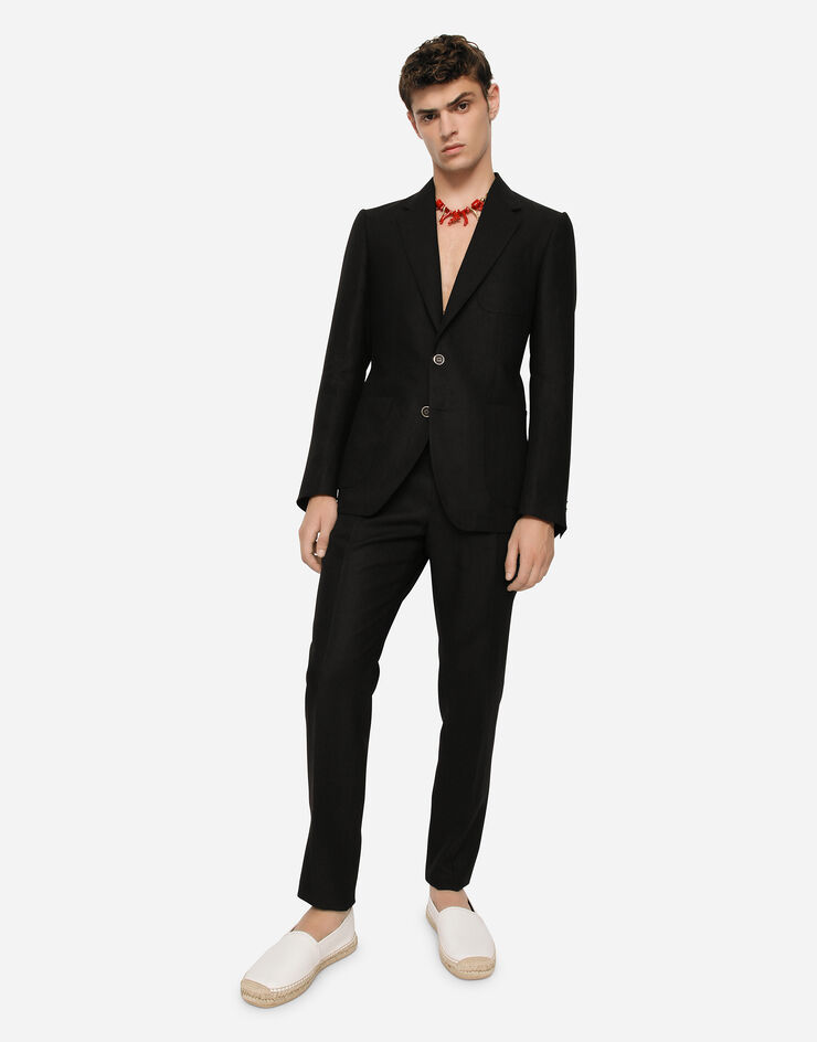 Dolce & Gabbana Chaqueta deconstruida de lino Negro G2RH5TFU4LF