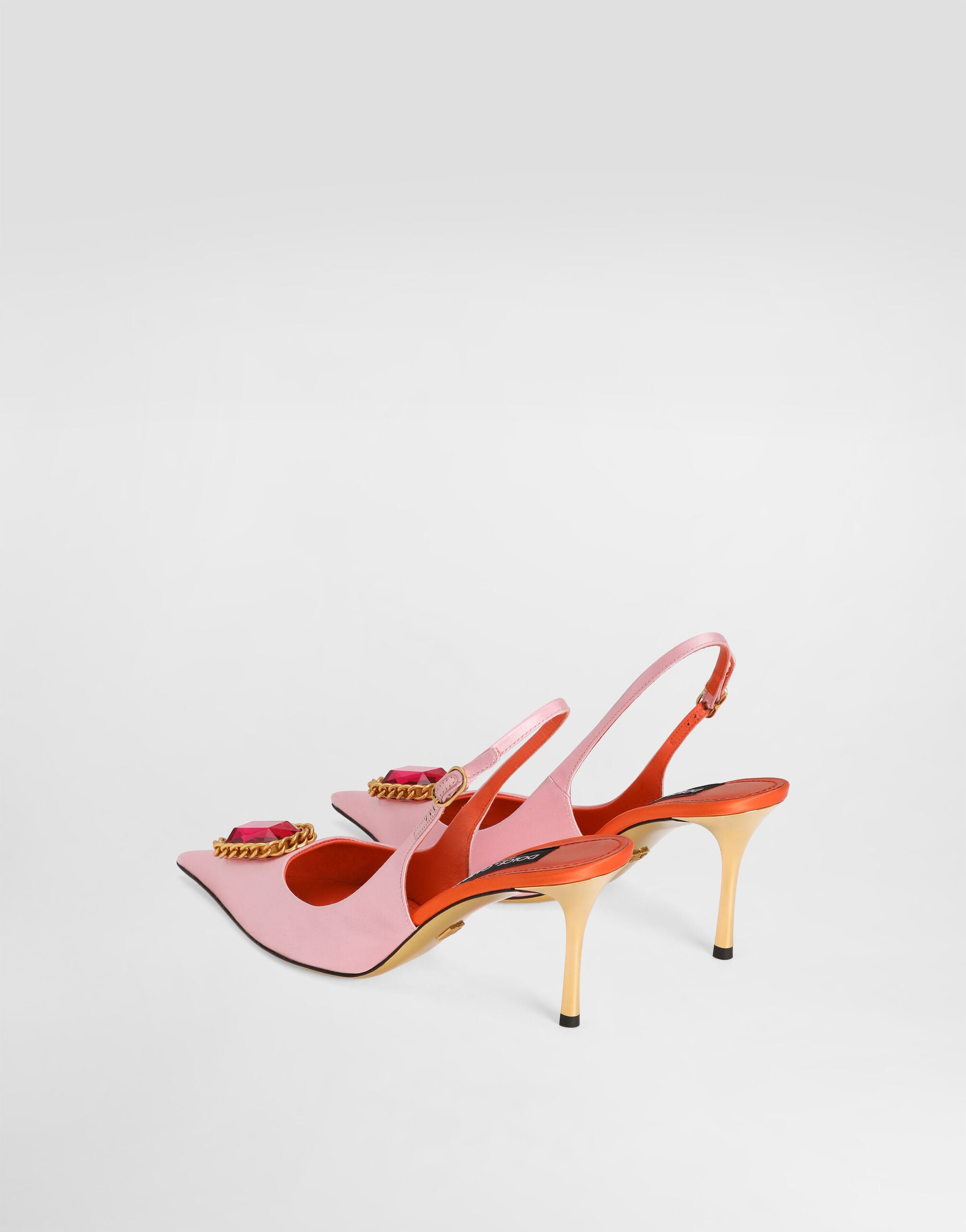 Satin pumps with embellishment in Multicolor for Women