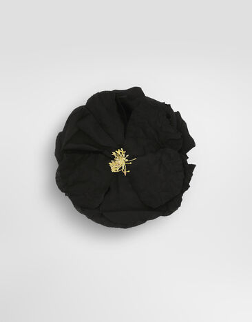 Dolce & Gabbana Broche avec fleur en coton Noir GY008AGH865