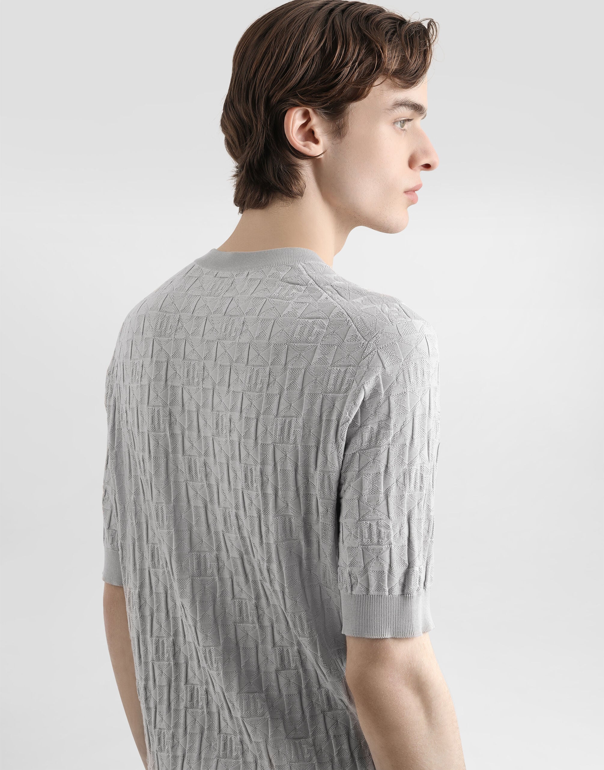 Silk crewneck pullover in Grey for Men | Dolce&Gabbana® US