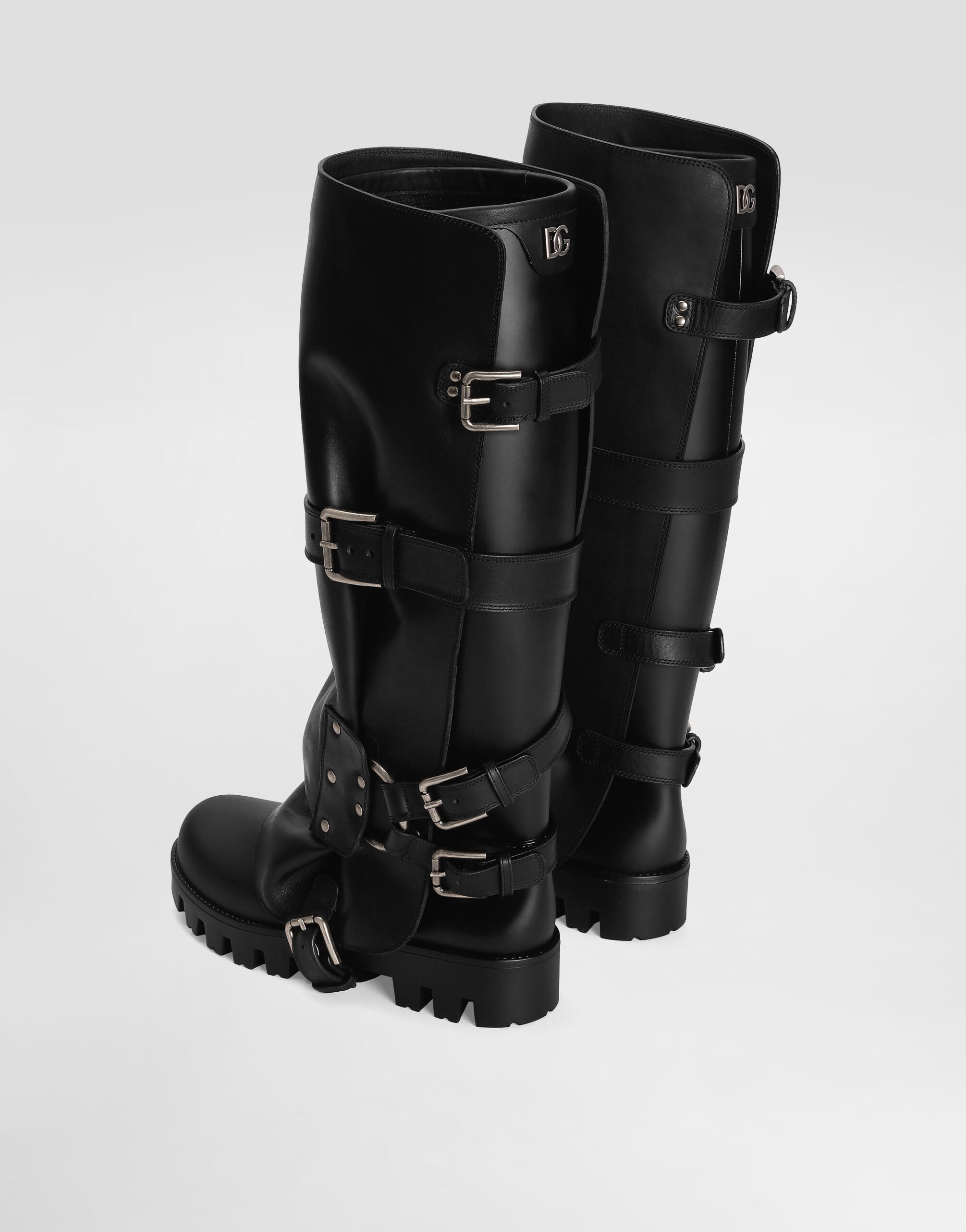 Boots in rubber and calfskin in Black for Women | Dolce&Gabbana® US