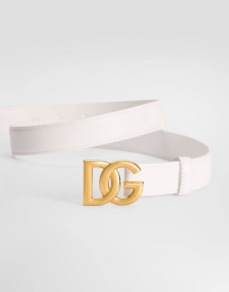 Dolce & Gabbana Calfskin belt with DG logo Dolce & Gabbana Calfskin belt with DG logo White BE1447AW576