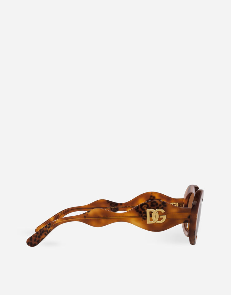 Dolce & Gabbana Солнцезащитные очки DG Crossed леопардовым принтом VG4006VP073