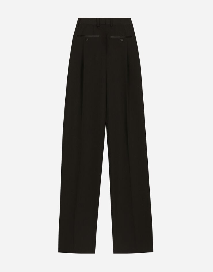 Dolce & Gabbana Flared wool gabardine tuxedo pants Black FTC82TFU21E