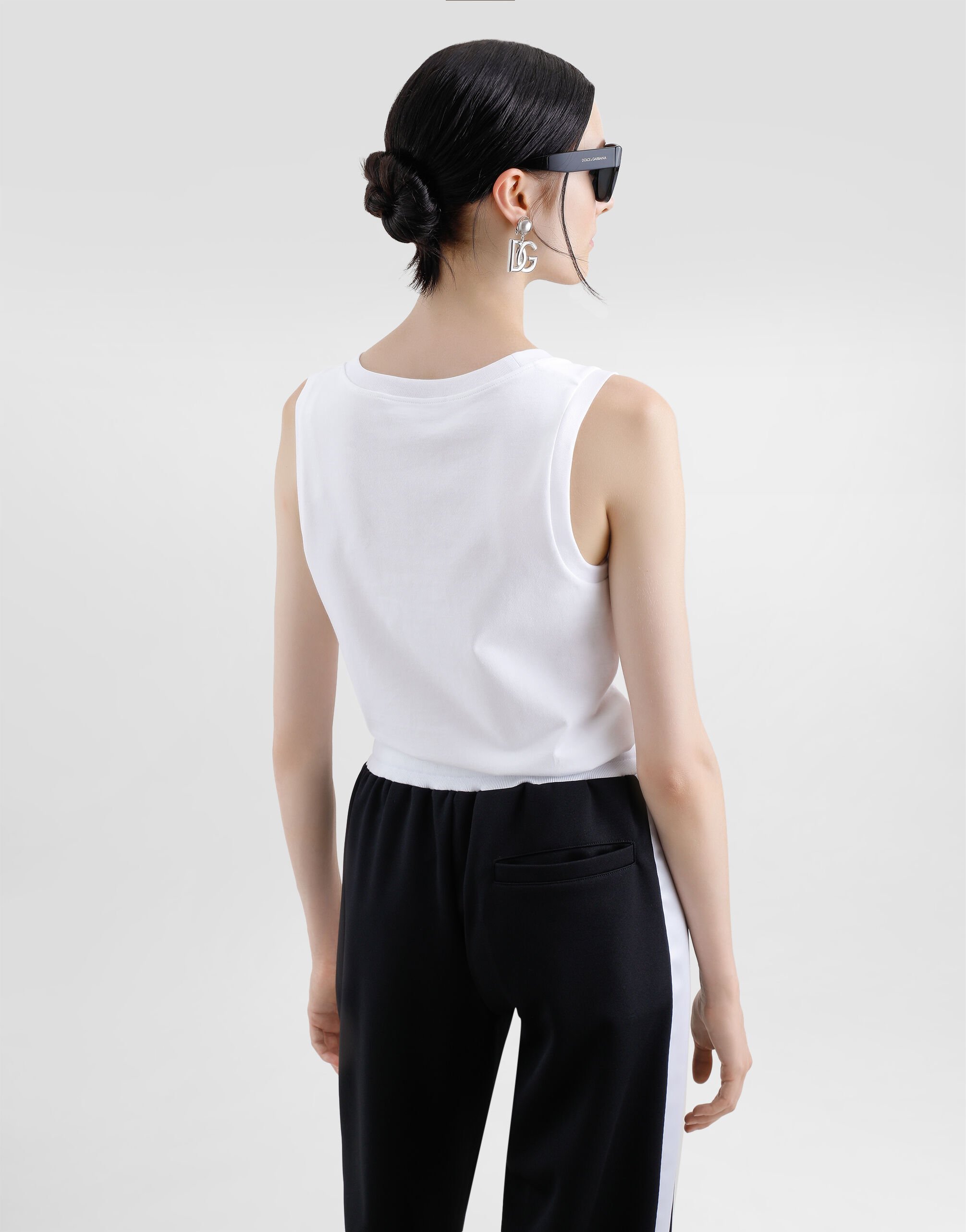 Oversize jersey tank top with DG logo embroidery in White for