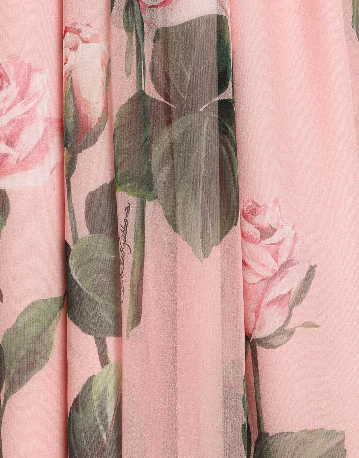 Dolce & Gabbana Chiffon pants with rose print and Dolce&Gabbana logo Print L53P46IS1X9
