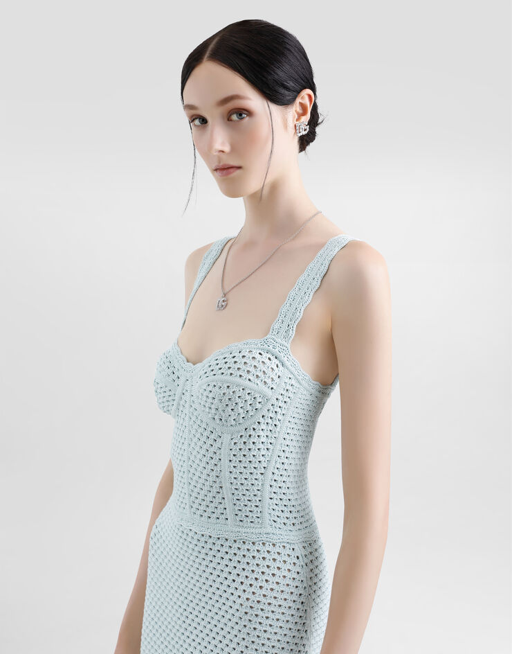 Dolce & Gabbana Short crochet corset dress Azure FXS39TJFMLT