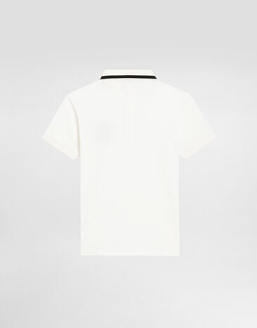 Dolce & Gabbana Piqué polo shirt with DG heraldic patch White L4JT8VG7P1Q