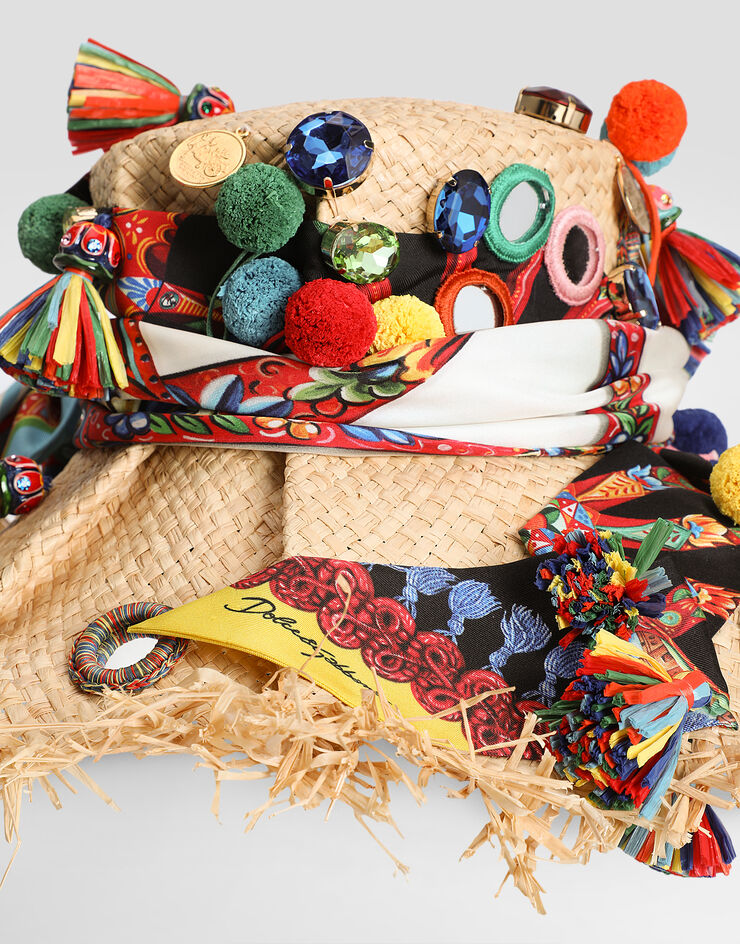 Dolce & Gabbana Raffia hat with applications Multicolor FH687ZGDDWX