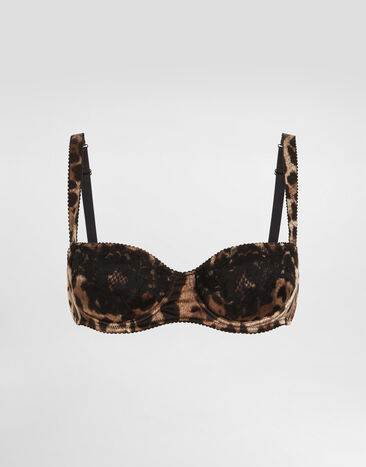 Dolce & Gabbana Leopard-print satin balconette bra with lace detailing Multicolor O1A14TFSAXY