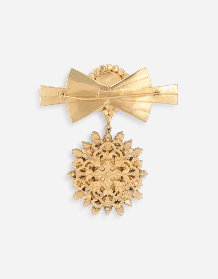 Dolce & Gabbana Брошь со стразами золотой WPO3S5W1111