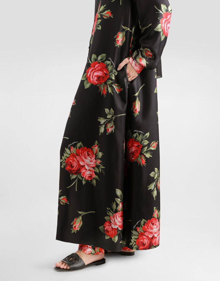 Dolce & Gabbana Rose bouquet-print long twill dress Multicolor F6TYQTIS11G