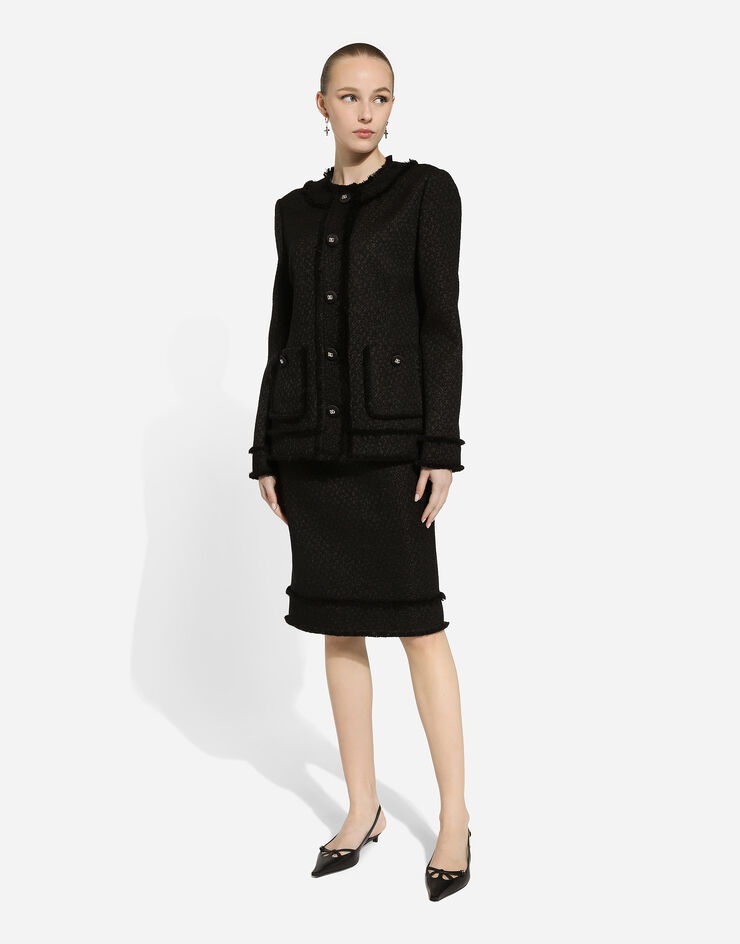 Dolce & Gabbana Single-breasted raschel tweed jacket Black F2940TGDCLW
