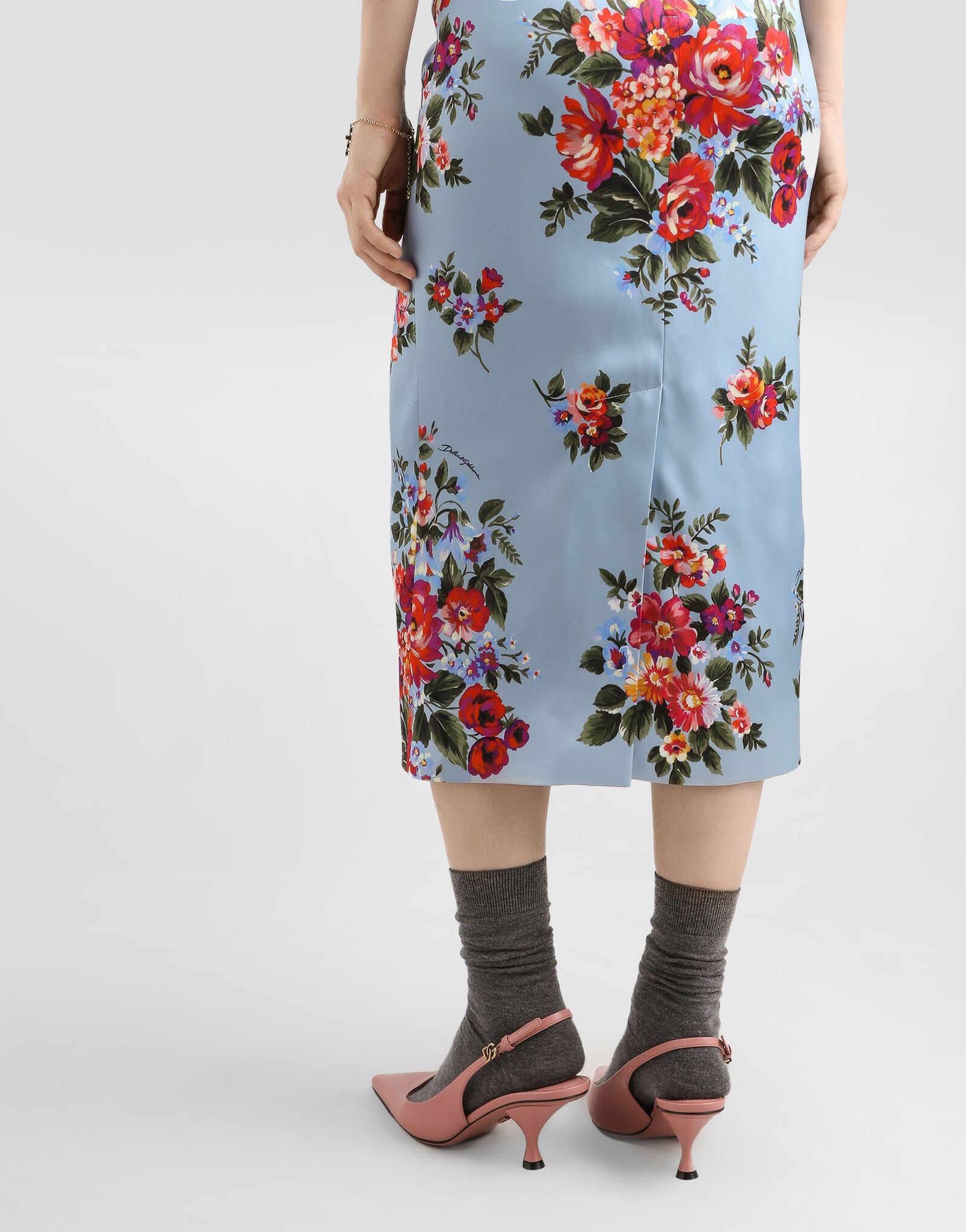 Dolce & Gabbana サテン　アジサイ&フラワープリントスカート Flower bouquet-print satin dress in Multicolor for Women