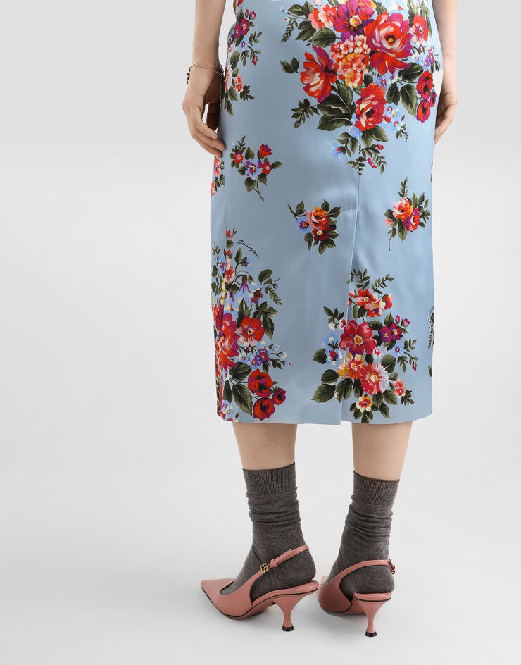 Dolce & Gabbana Flower bouquet-print satin dress Multicolor F610GTFSICE