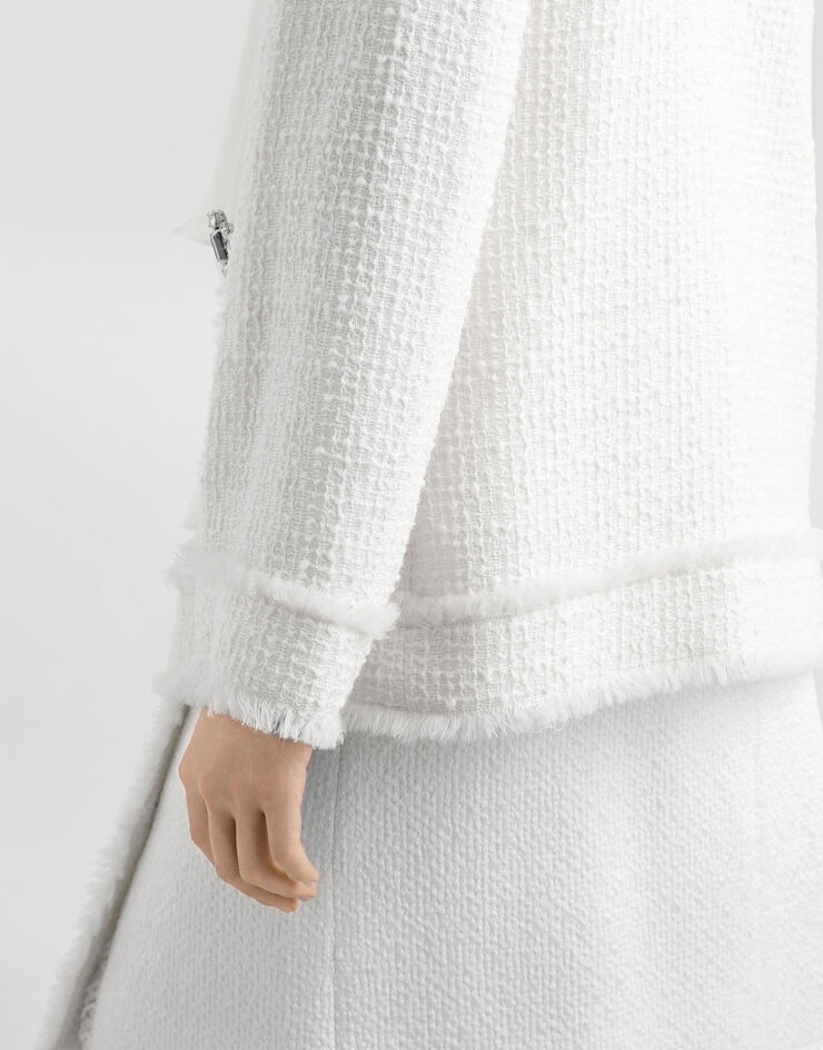 Dolce & Gabbana Single-breasted tweed jacket with jewel embroidery Dolce & Gabbana Single-breasted tweed jacket with jewel embroidery White F29TPZGDCAW