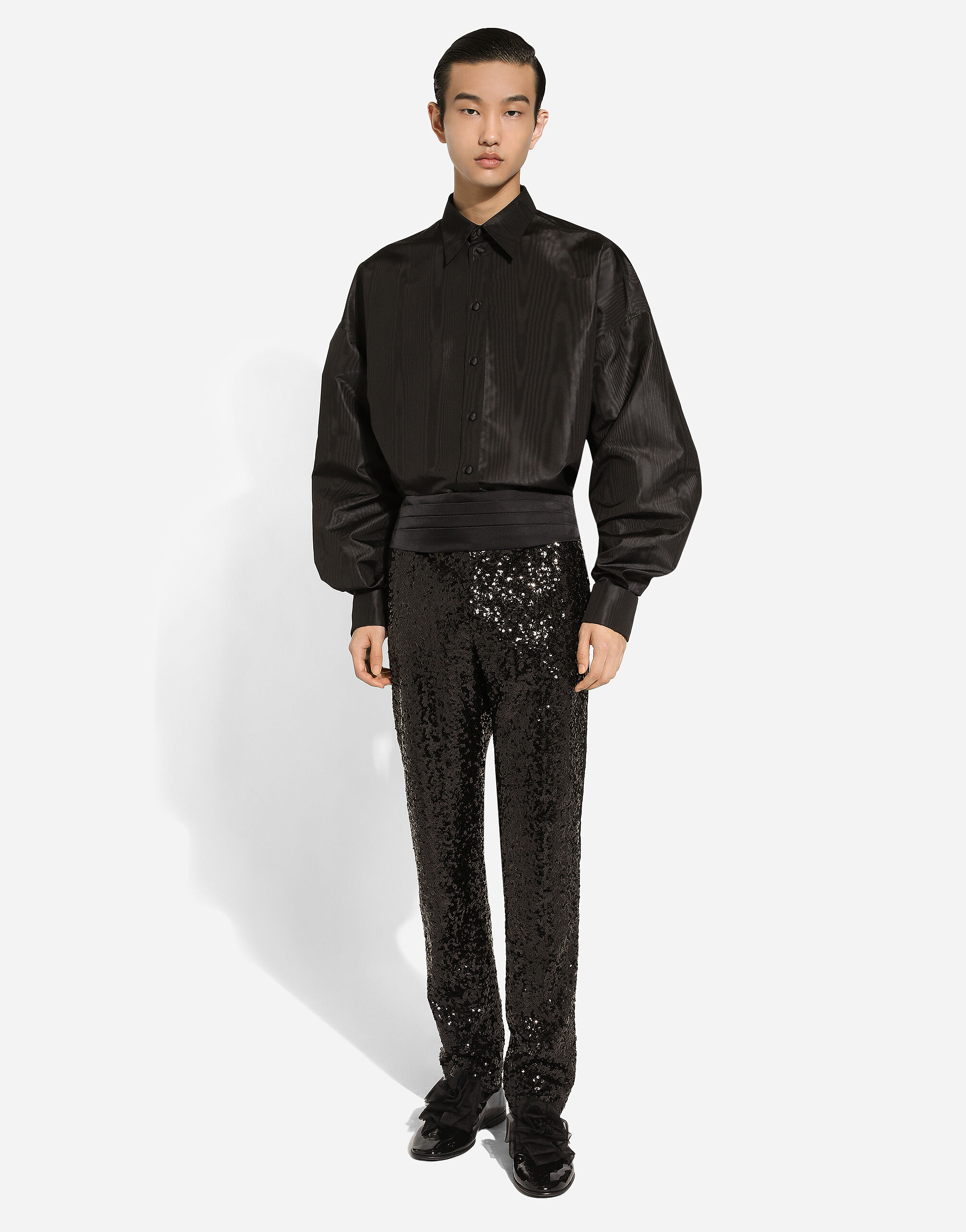 Classic tuxedo pants with sequins in Black for Men