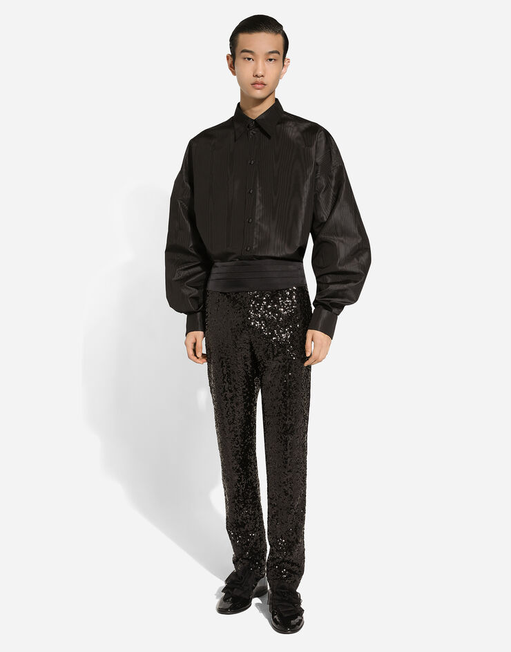 Dolce & Gabbana Classic tuxedo pants with sequins Black GP0F3TFLSGD
