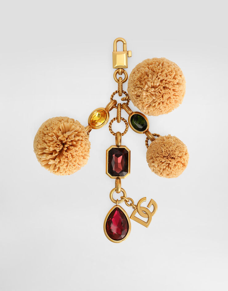 Dolce & Gabbana Metal and raffia keychain Multicolor BI3423AK374