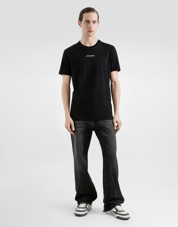 Dolce & Gabbana Cotton T-shirt with logo Black G8RN8ZG7P0C