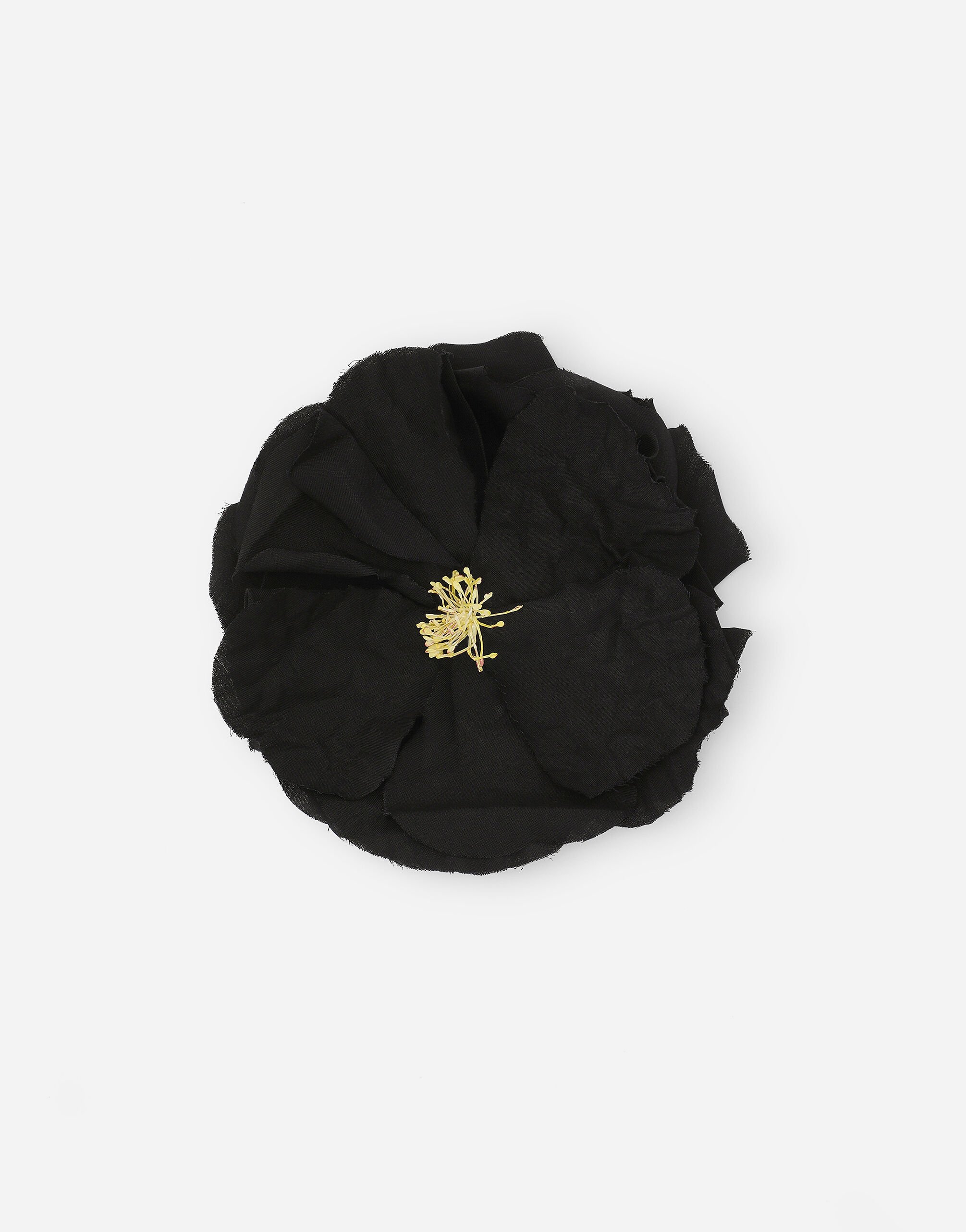 Dolce & Gabbana Brosche mit Blume aus Baumwolle Schwarz BJ0820AP599