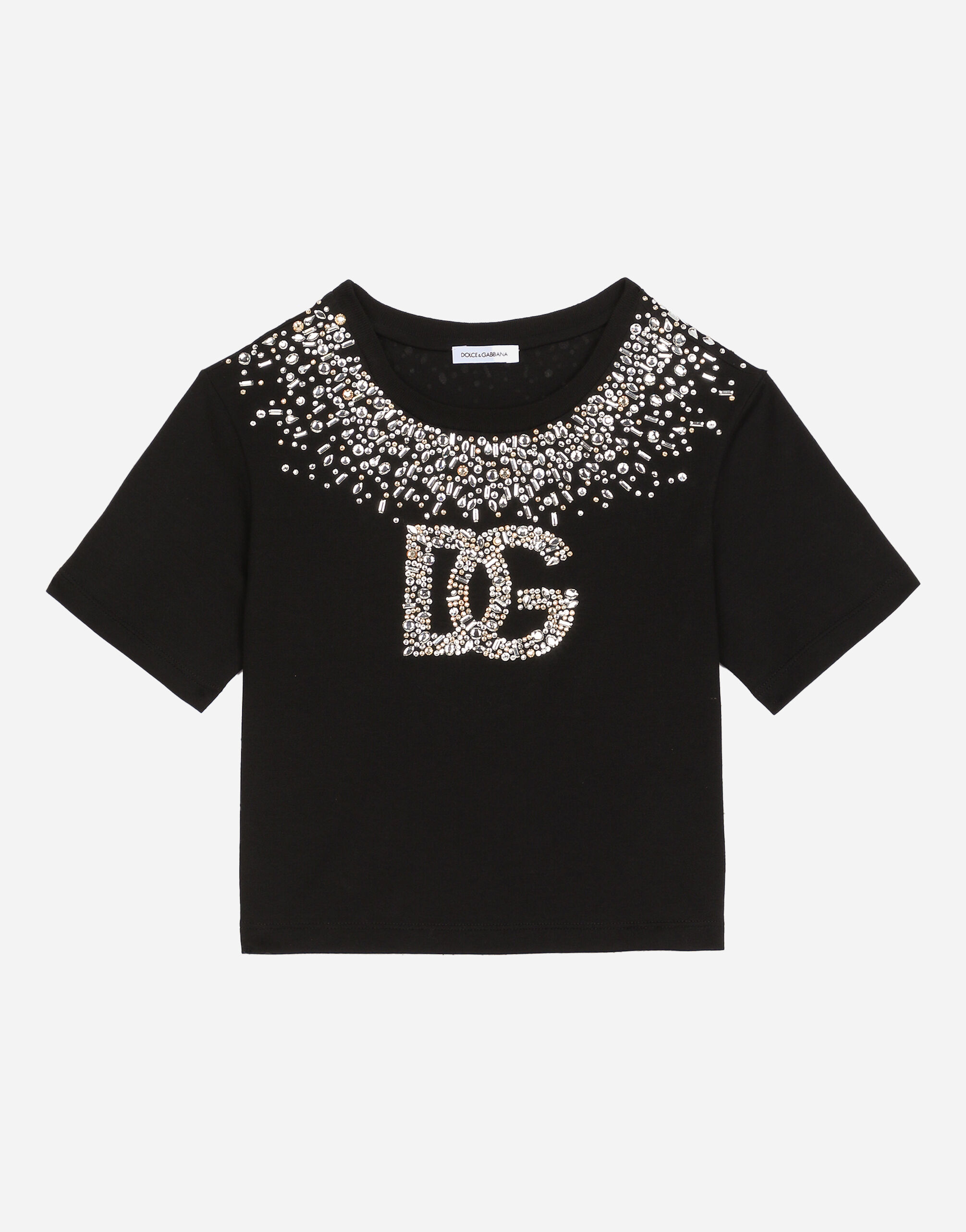 Dolce & Gabbana Jersey T-shirt with DG logo Pink D11229A1328