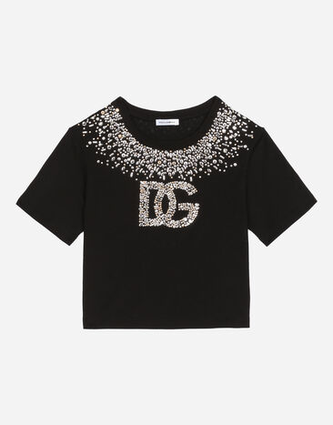 Dolce & Gabbana Camiseta de punto con logotipo DG Negro L5JTMDG7K2V