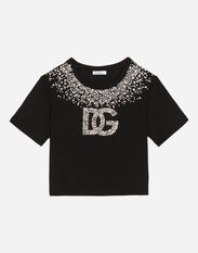 Dolce & Gabbana Jersey T-shirt with DG logo Negro L5JW9NG7L1J