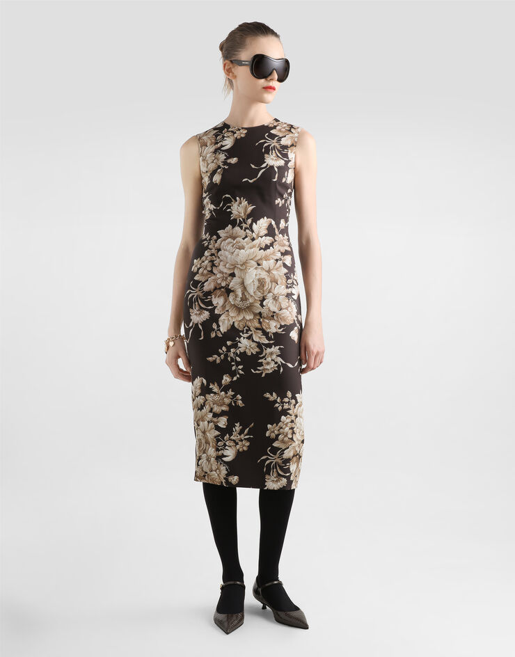 Dolce & Gabbana 玫瑰印花素绉缎连衣裙 版画 F6GASTFSA7Y