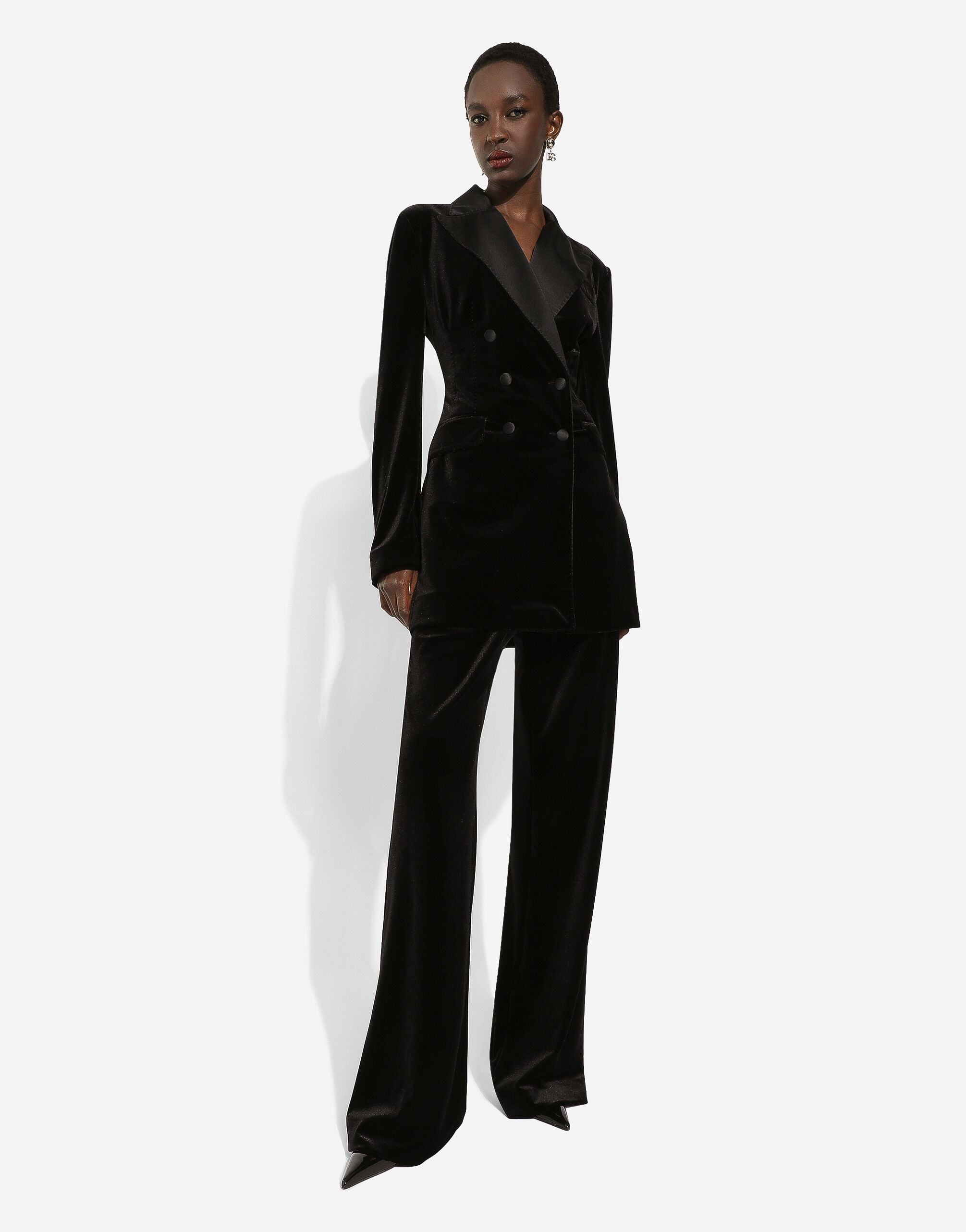 Velvet jogging pants in Black for Women | Dolce&Gabbana®