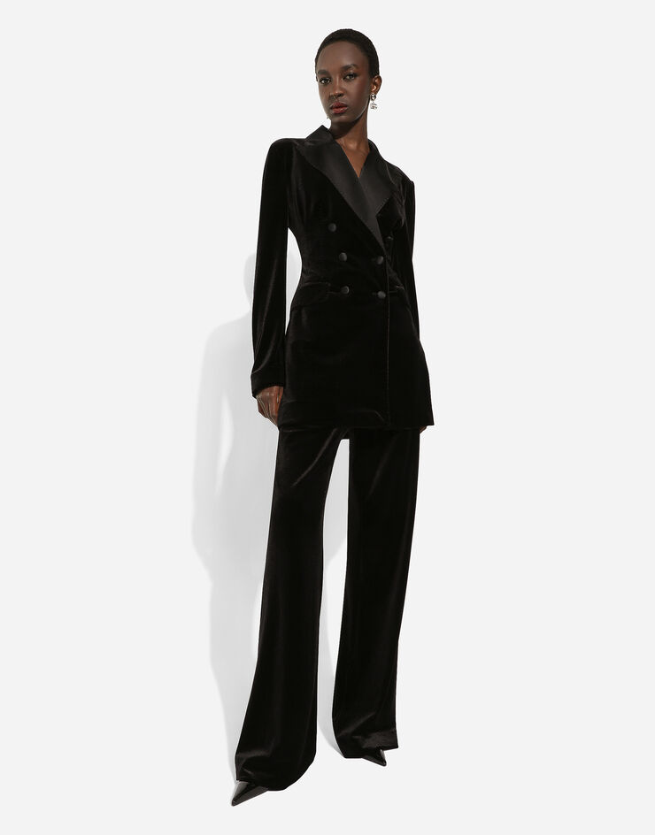 Dolce & Gabbana Pantalón de chándal de terciopelo Negro FTC1GTFUWD6