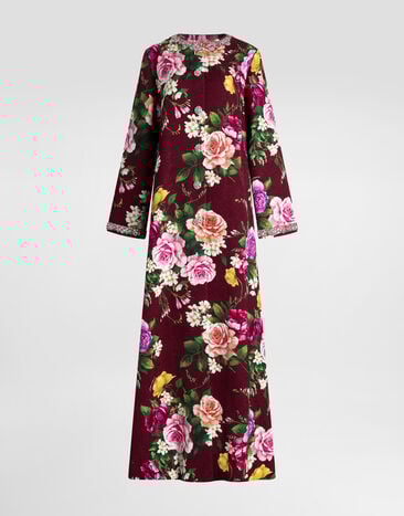 Dolce & Gabbana Jacquard coat with jewel embroidery Multicolor I0B63ZGDDP1