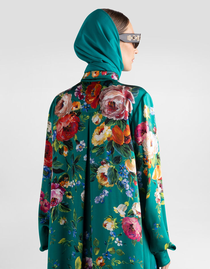 Dolce & Gabbana Rose-print satin kaftan Multicolor I6KZ8WHI12R