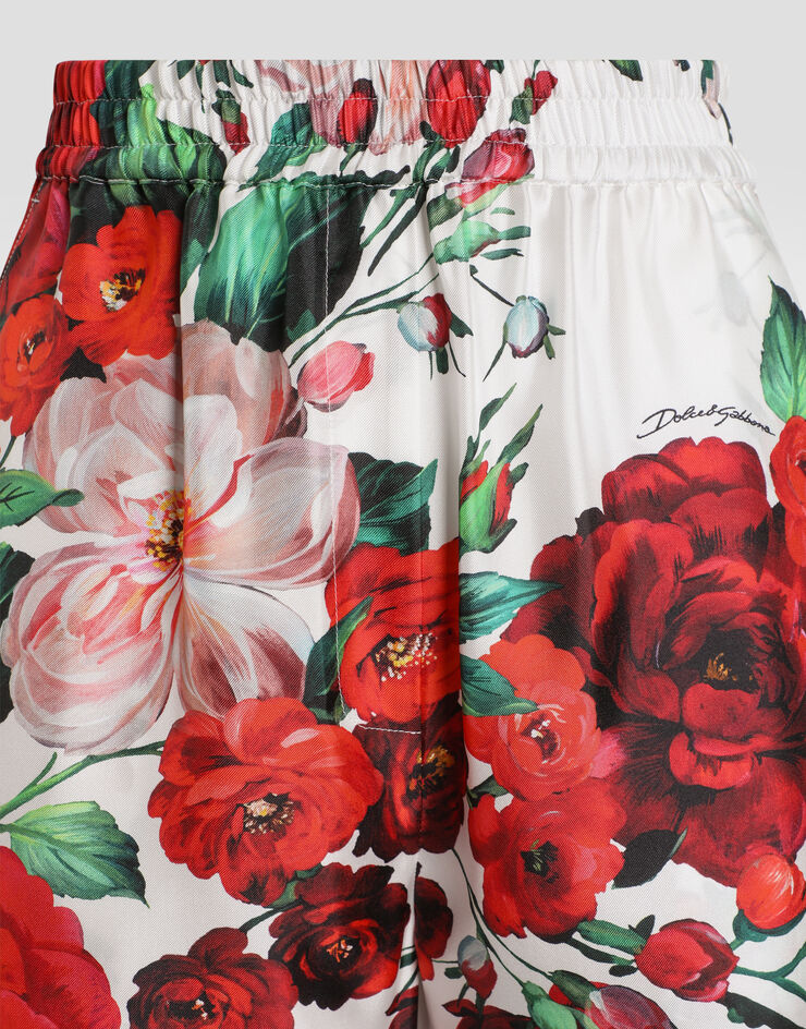 Dolce & Gabbana Satin pajama pants with rose print Print FTAMPTIS1ZD