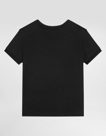 Dolce & Gabbana Jersey t-shirt with rhinestones DG logo Black L5JTNJG7O3N