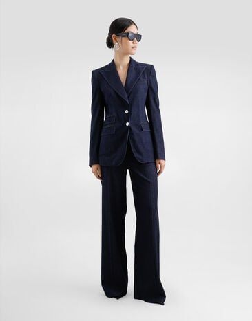 Dolce & Gabbana Pantaloni palazzo in denim di seta Multicolore FTC6YDG8MR3