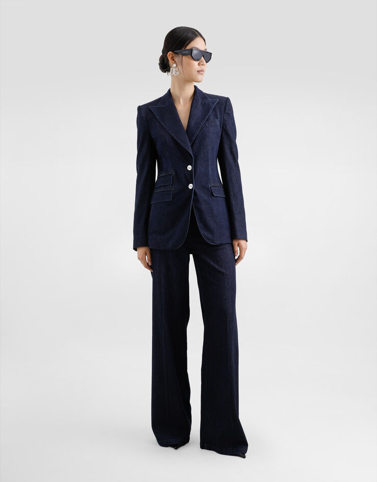 Dolce & Gabbana Pantaloni palazzo in denim di seta Multicolore FTC6YDG8MR3
