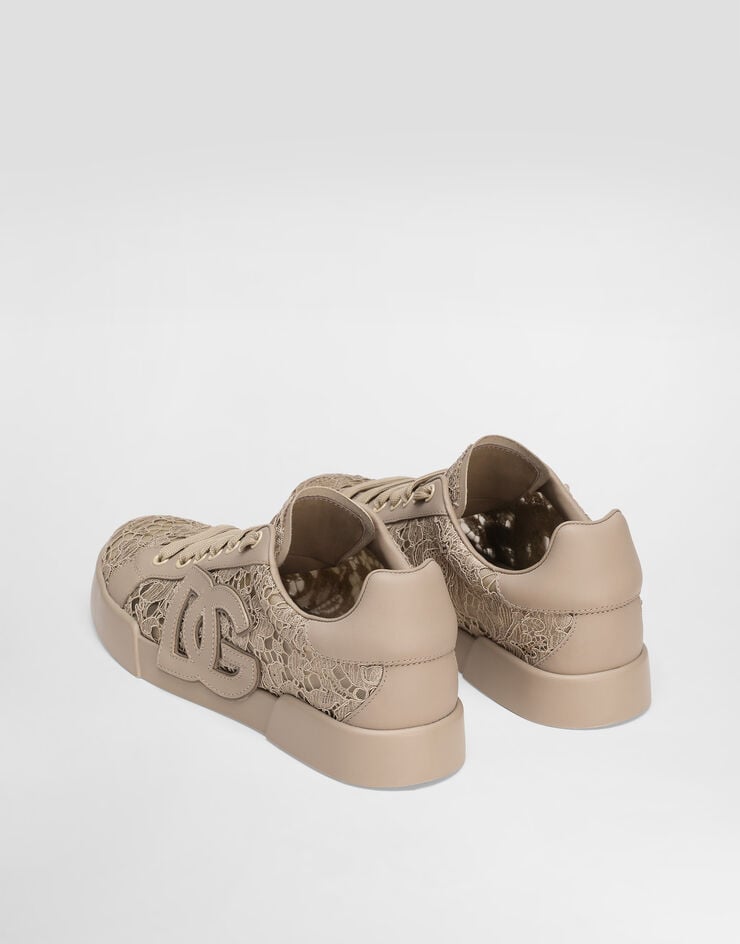 Dolce & Gabbana Portofino light strobel sneakers in taormina lace and calfskin Multicolor CK2343AI446